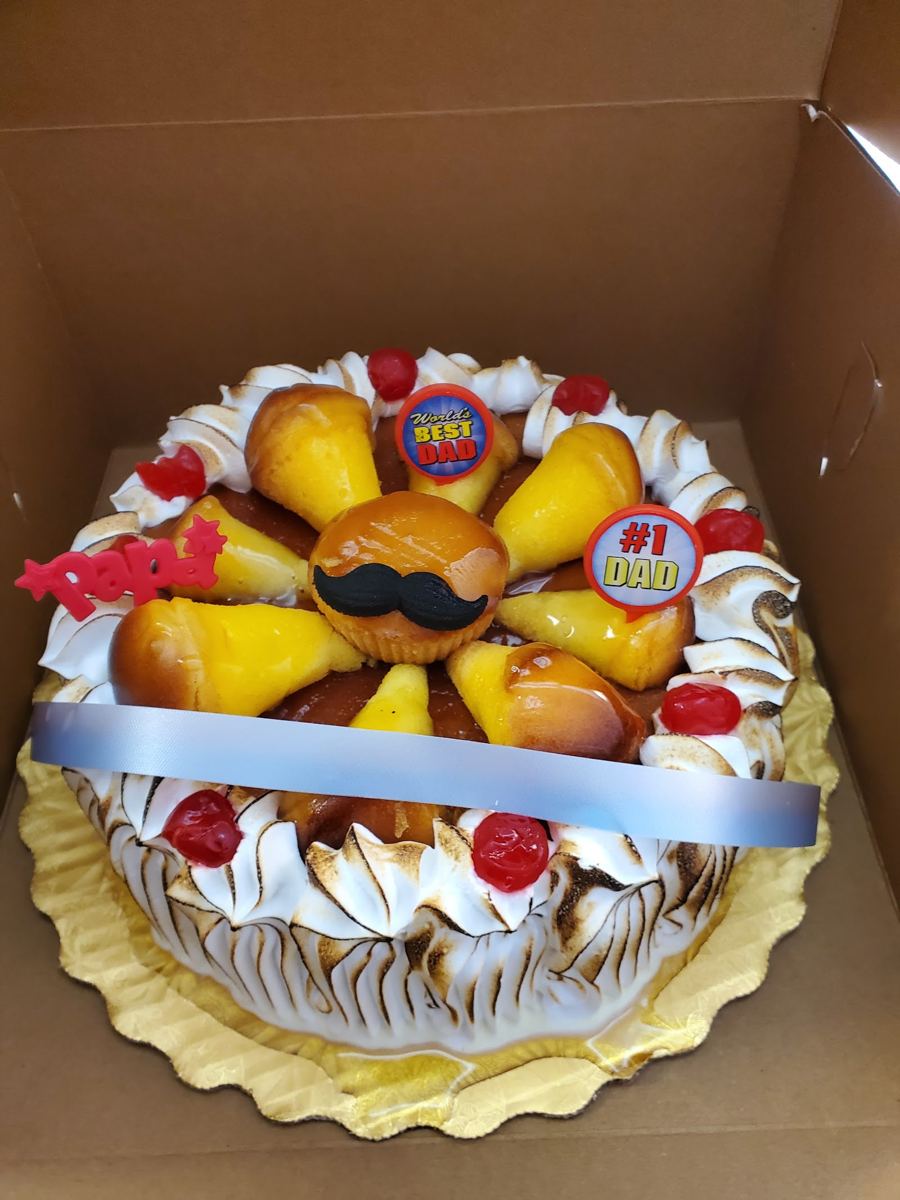 A decorated celebration cake from Lena Bakery