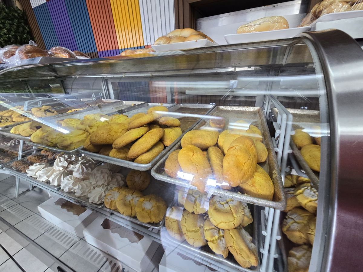 Shelves of fresh pastries at Lena Bakery